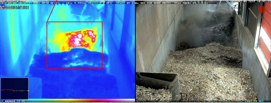 Mobotix Thermal Camera in use to identify hot spots in waste facility with incinerator - Vulcan Security Systems is Birmingham Alabama's expert on Mobotix thermal camera solutions
