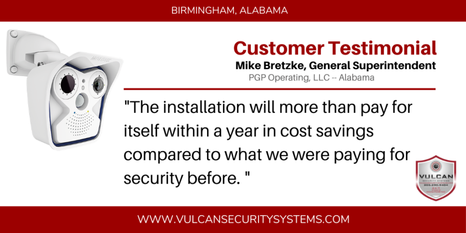 Customer testimonial for Vulcan Security Systems from Mike Bretzke - General Superintendent of PGP Operating LLC
