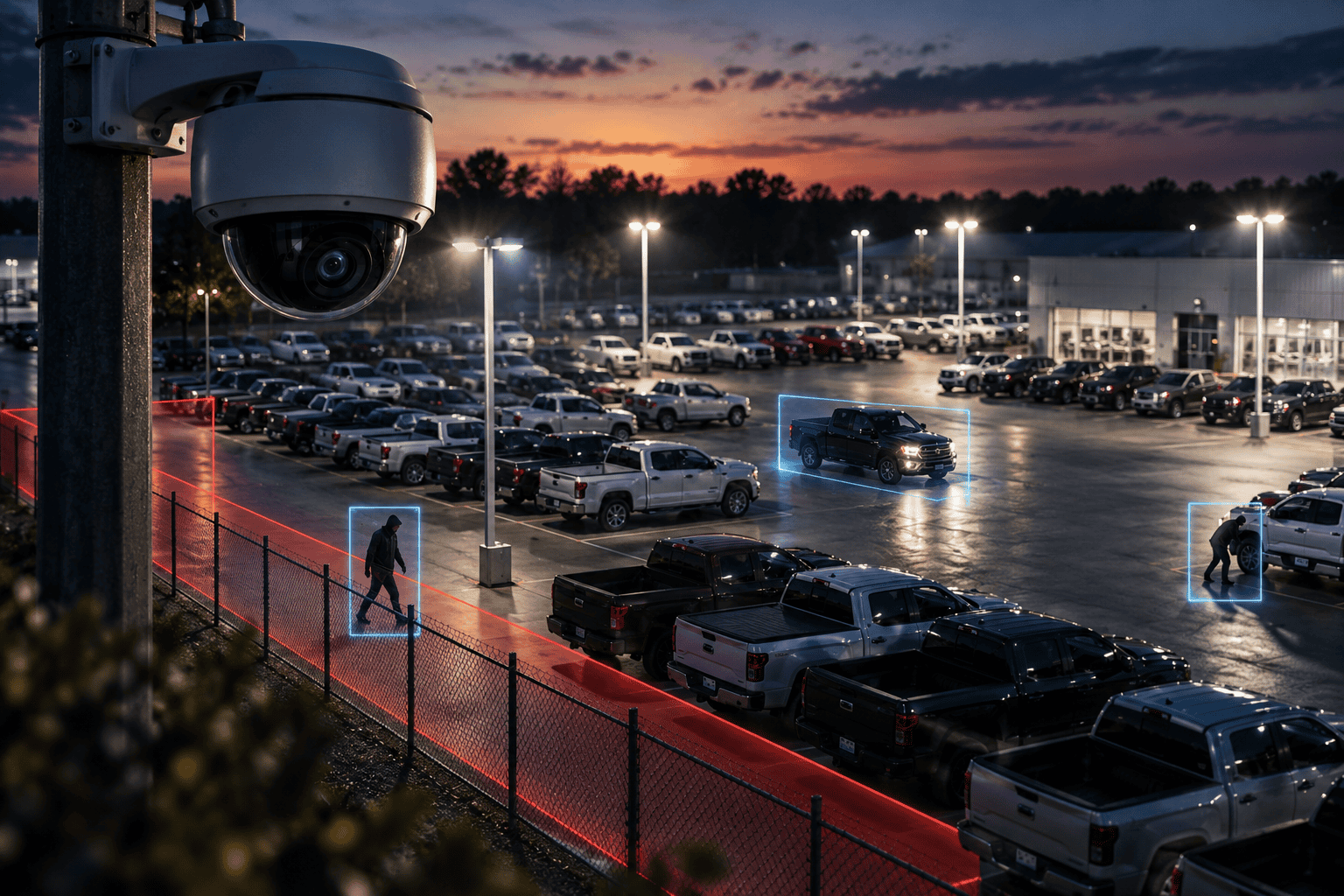 AI video monitoring vehicle lot