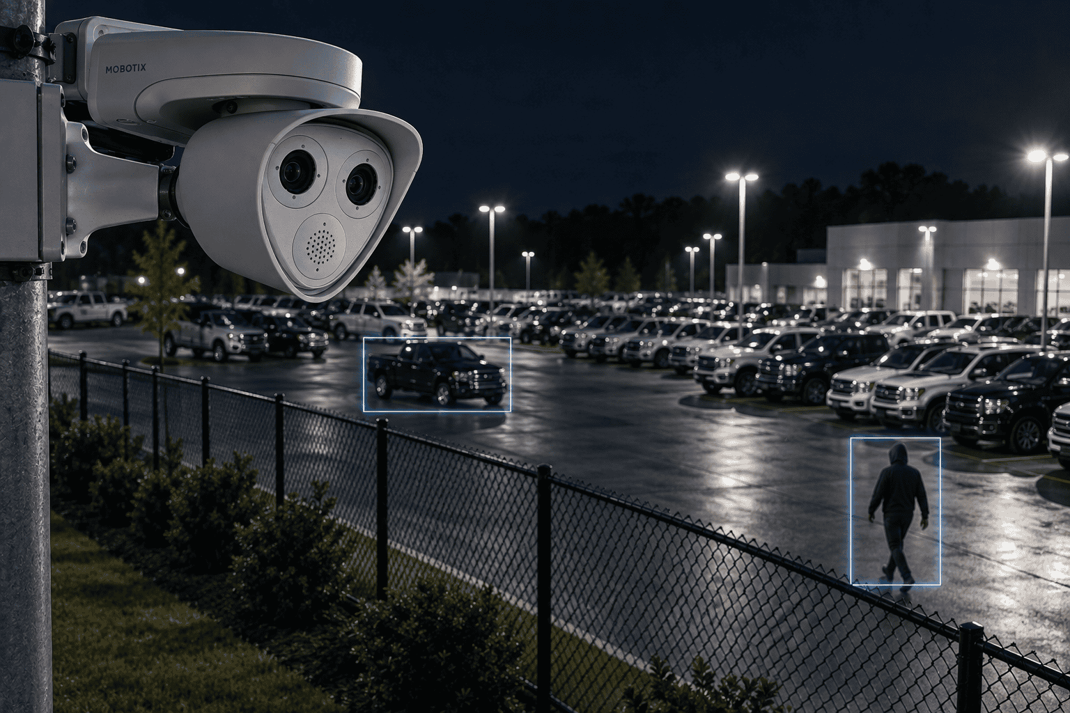 vehicle lot security guard replacement ai video monitoring